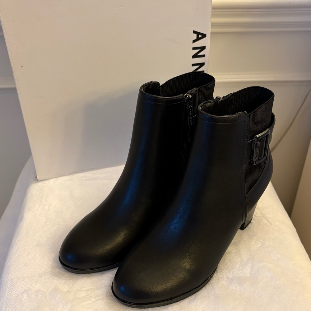 Anne Klein Rafe Block Heel Ankle Boots